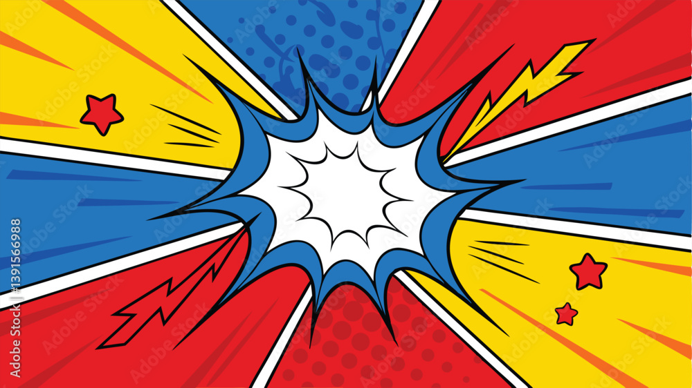 Fototapeta premium Dynamic Comic Book Pop Art Explosion Background Design