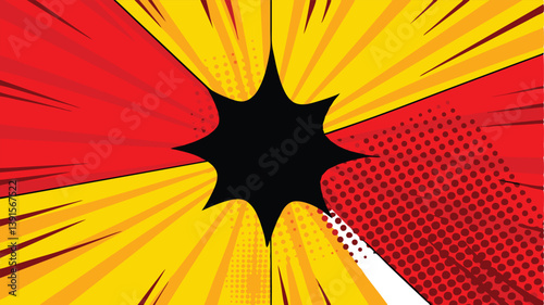 Dynamic Comic Book Explosion Background Design with Red and Yellow