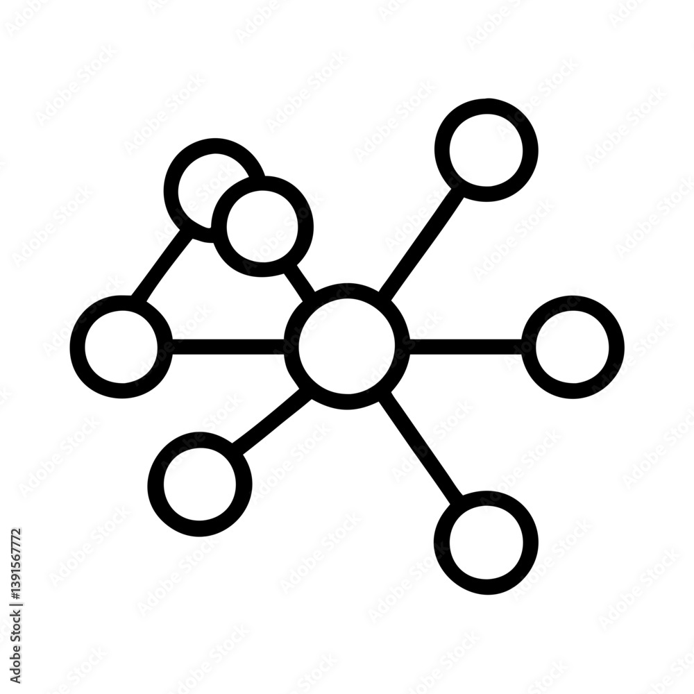 Network connection diagram with nodes and lines for data structure visualization and communication design Network connection diagram with nodes and lines for data structure visualization and communication design