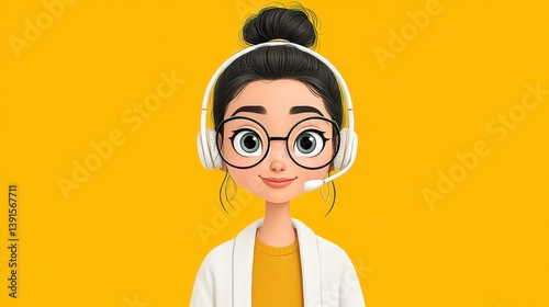 Cheerful Cartoon Customer Service Agent in 3D