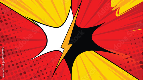Comic Book Style Clash Red and Yellow Power Burst