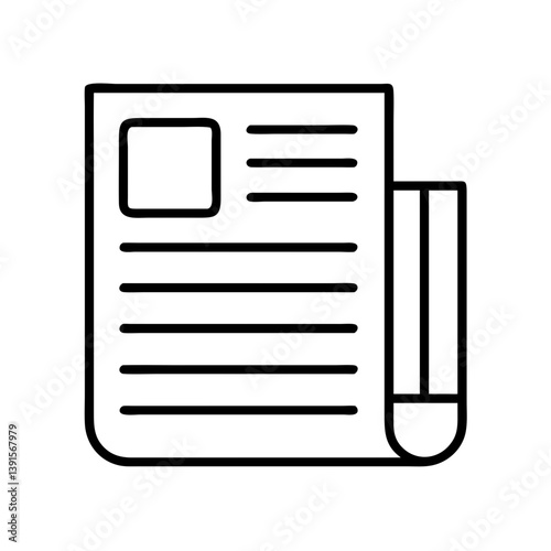 Line art newspaper icon vector illustration for news media and information graphics design element usage