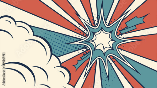 Retro Comic Book Explosion Background Design Elements