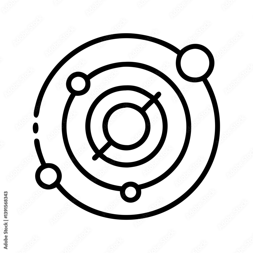Orbit system icon vector illustration, science and astronomy concept, space exploration and discovery symbol Orbit system icon vector illustration, science and astronomy concept, space exploration and discovery symbol