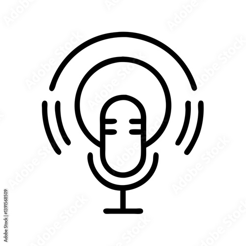 Podcast microphone vector icon for audio recording broadcast and streaming media communication design concept