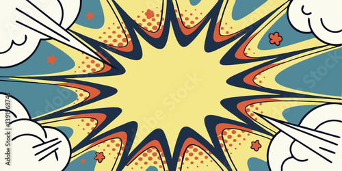 Retro Comic Book Explosion Pop Art Style Background Design