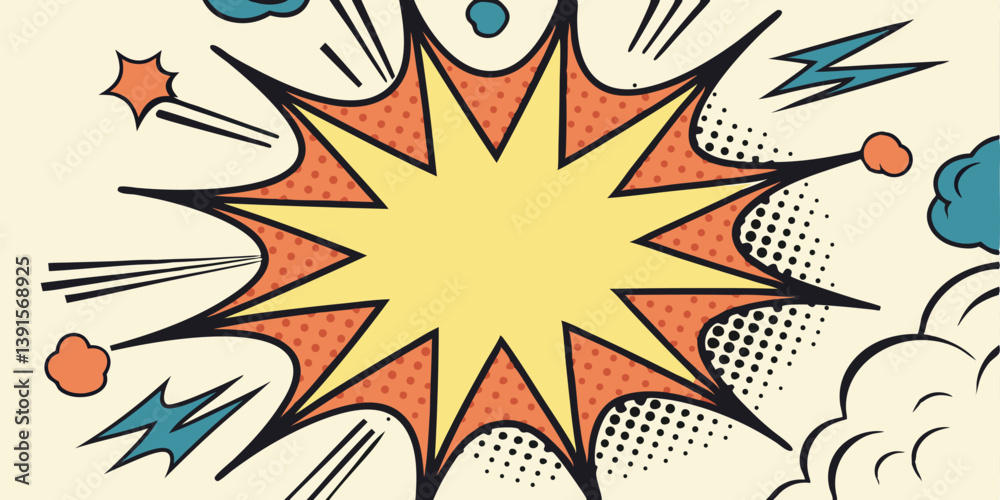 Retro Comic Book Explosion Pop Art Design Graphic