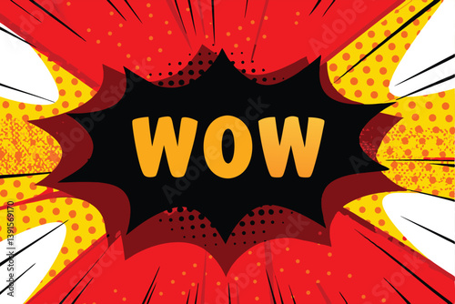 Comic Book Style Wow Explosion Red Yellow Background Design