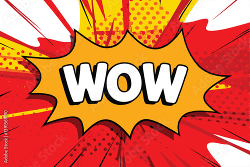 Wow Comic Book Speech Bubble Pop Art Red Yellow