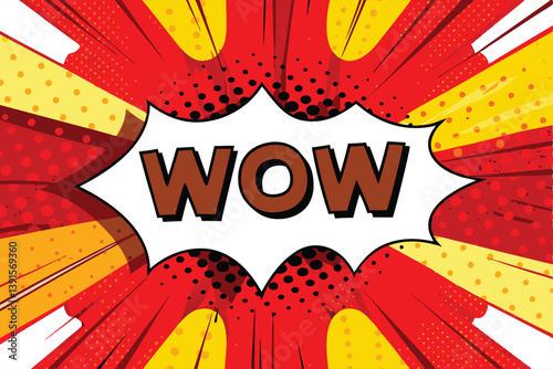 Comic Book Style Wow Explosion Pop Art Red Yellow Design