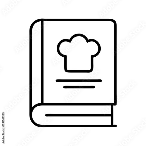 Recipe book with chef hat icon for cooking guide and culinary recipes for food preparation ideas 