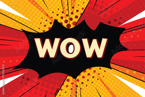 Comic Book Wow Speech Bubble Pop Art Red Yellow Design