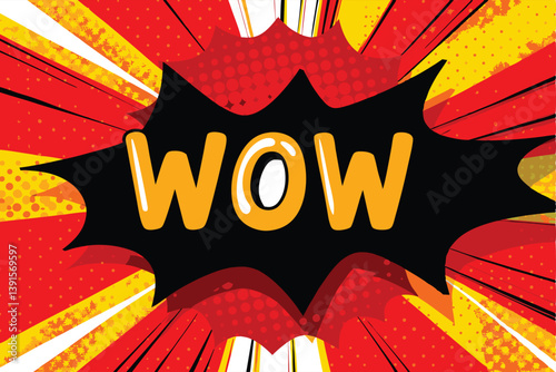 Comic Book Style Wow Explosion Red Yellow Background