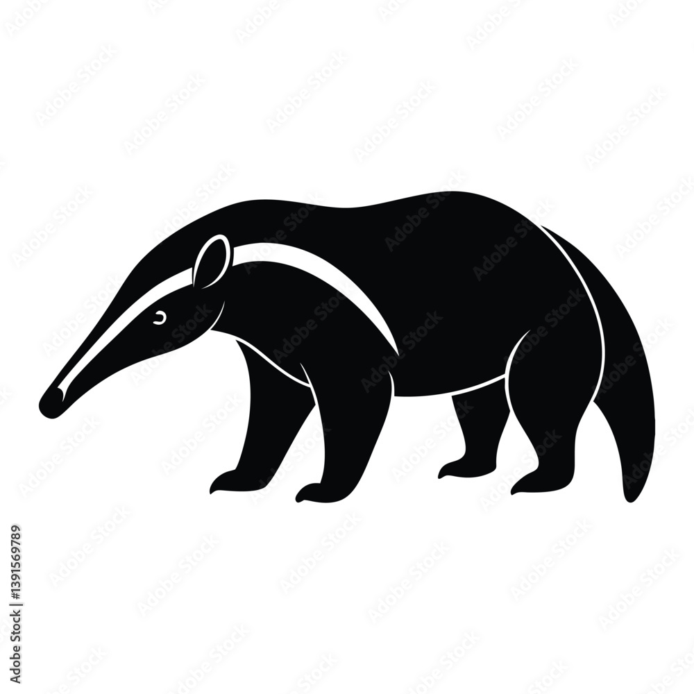 Obraz premium Stylized Black and White Illustration of a Standing Badger