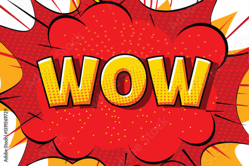 Red Comic Book Wow Explosion Speech Bubble Graphic Design