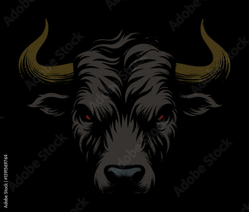 angry bull face - grunge style (artwork 1)