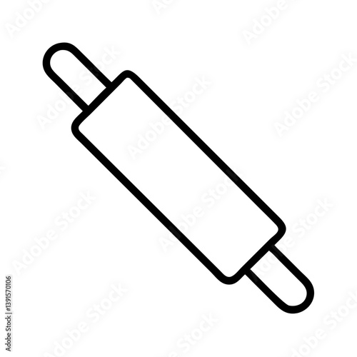 Rolling pin outline vector icon for baking dough pastry pizza and cooking kitchen utensil equipment tool mm