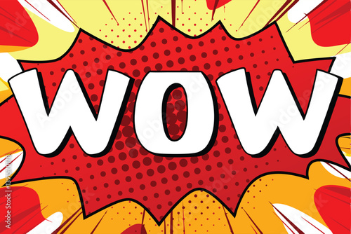 Comic Book Wow Explosion Red Yellow Pop Art Design
