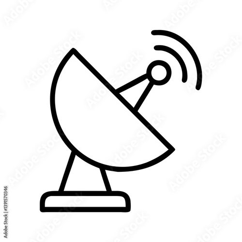 Satellite dish icon vector illustration, communication antenna signal receiver broadcast technology, outline design
