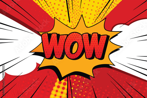 Comic Book Wow Explosion Pop Art Design Graphic Red Yellow