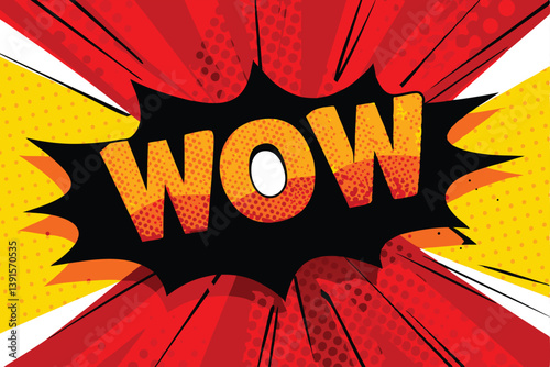 Comic Book Wow Explosion Pop Art Red Yellow Design