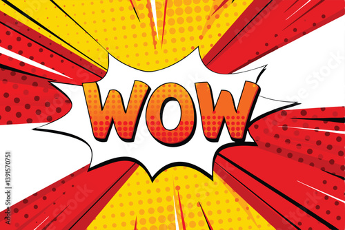 Comic Book Wow Explosion Red Yellow Speech Bubble Pop Art