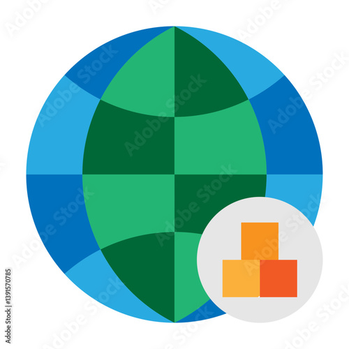 Global Outsourcing Vector Flat Icon Design