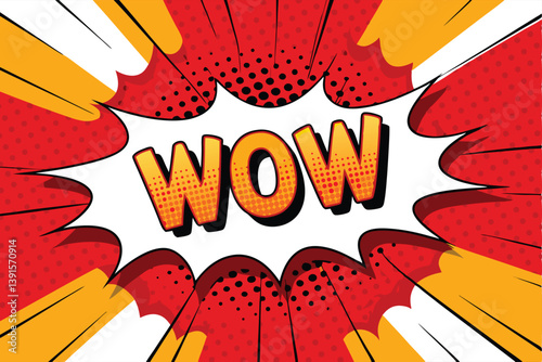 Comic Book Wow Explosion Red Yellow Pop Art Design