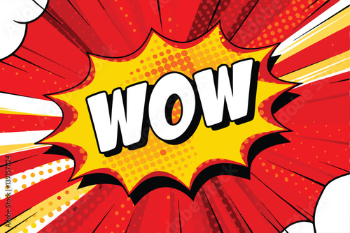 Comic Book Style Wow Speech Bubble Pop Art Design