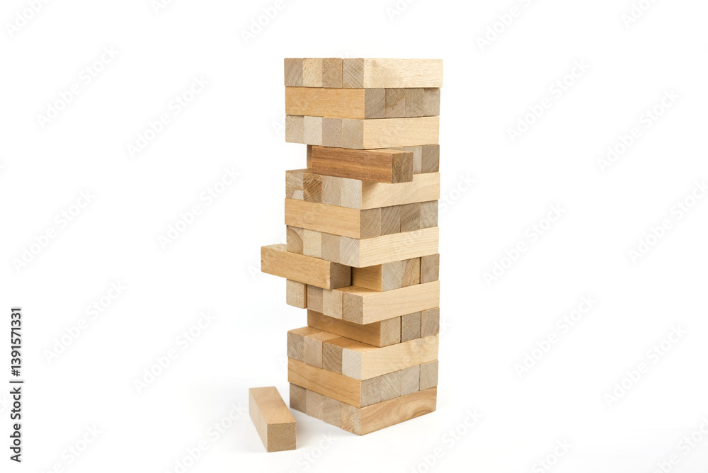 tower of wooden blocks on white tower of wooden blocks on white