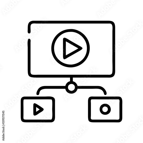 Video streaming platform with multiple screens and play buttons for online media content delivery network