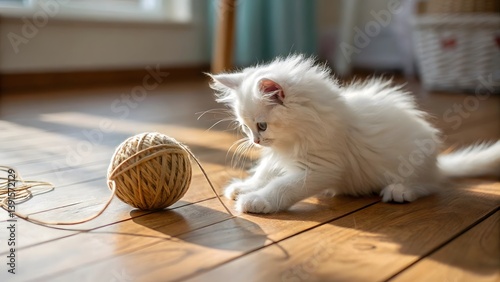 kitten playing with ball