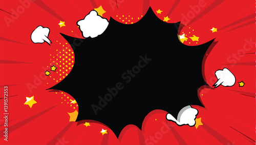 Red Comic Book Explosion Speech Bubble Background Design