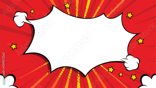 Comic Book Pop Art Style Red Background Blank Speech Bubble