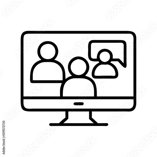 Online meeting conference call vector icon for remote work collaboration and virtual communication platform use
