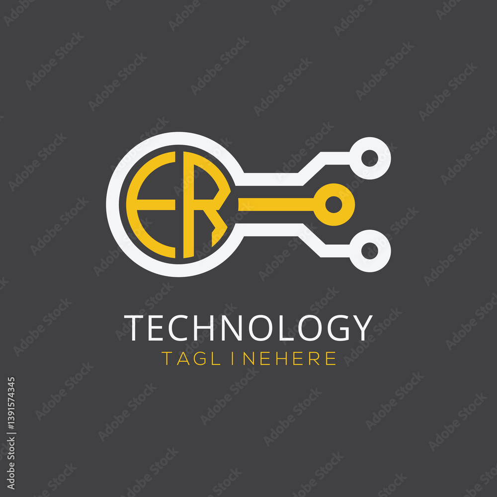 Fototapeta premium initial monogram for technology logo with circle style design