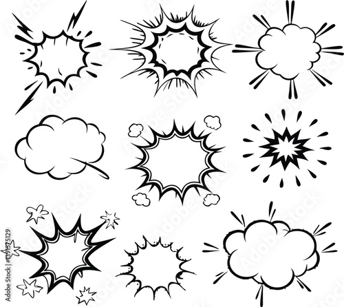 Comic Book Style Explosions, Speech Bubbles, and Pow Effects