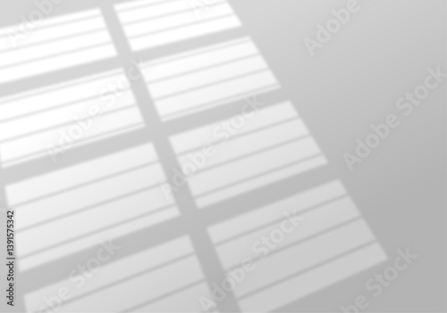 Abstract white studio background for product presentation. Collection of vector shadows on transparent background in PNG format. Diagonal window shadow overlay.