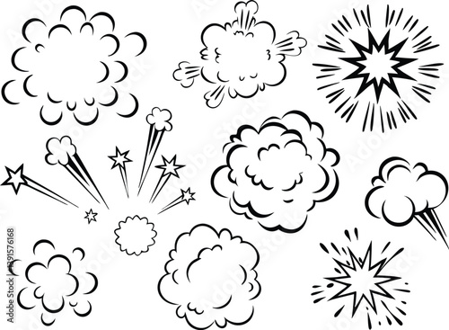 Comic Book Style Explosions, Stars, and Smoke Effects Graphics