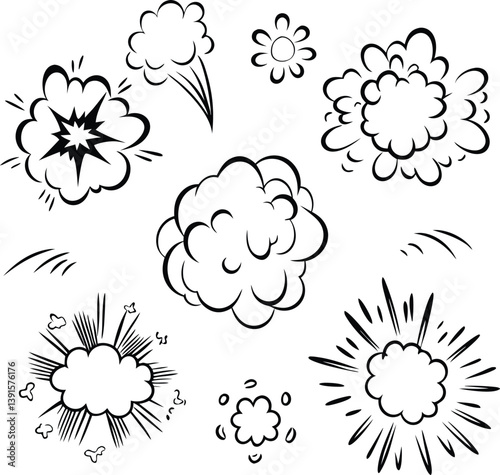 Comic Book Style Explosions, Puffs, and Dynamic Effects Set