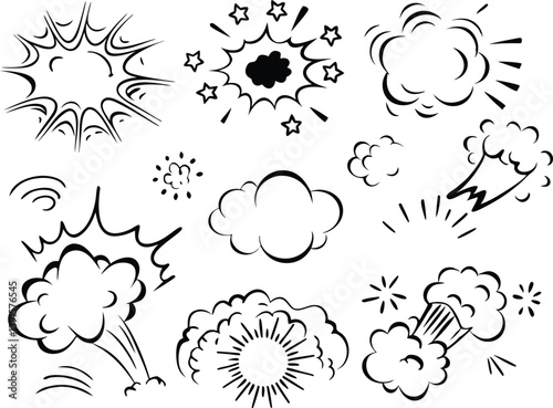 Comic Book Explosions, Comic Effects, Cartoon Puffs, Speech Bubbles