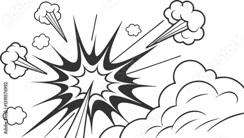 Comic Book Explosion Effect Dynamic Action, Pow, Blast, Bang, Boom
