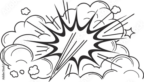 Comic Book Explosion, Pop Art Style, Black and White Burst