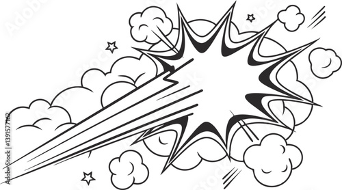 Comic Book Style Explosion, Speed Lines, Pow, Bang, Zoom