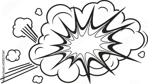 Comic Book Explosion, Black and White, Graphic Design, Pop Art, Action, Pow, Bang, Blast, Impact, Dy