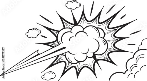Comic Book Explosion, Dynamic Action, Blast, Smoke, Power, Speed, Impact, Energy, Graphic, Design