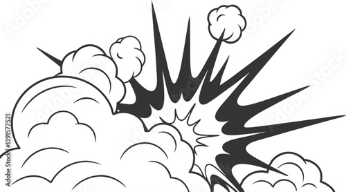 Comic Book Explosion Black and White Smoke and Blast Effect