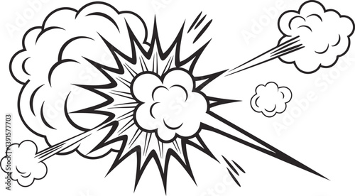 Comic Book Explosion, Black and White, Burst, Smoke, Pow, Dynamic, Action, Graphic, Illustration, De