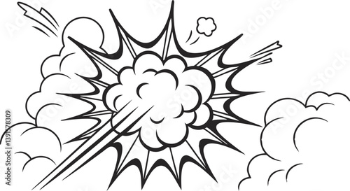 Comic Book Explosion Dynamic Blast, Smoke, Power, Action, Energy