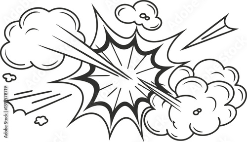 Comic Book Explosion, Action, Blast, Pow, Bang, Smoke, Dynamic, Graphic, Illustration, Art